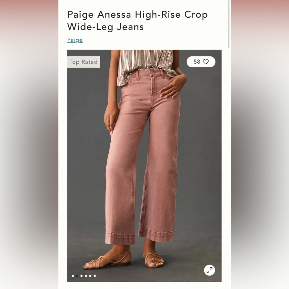 NWT Paige Anessa High Rise Crop Wide Leg Jean